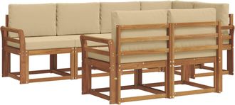 vidaXL Conjunto De Sof&aacute;s De Exterior 7 Uds. Natural Y Beige Vidaxl