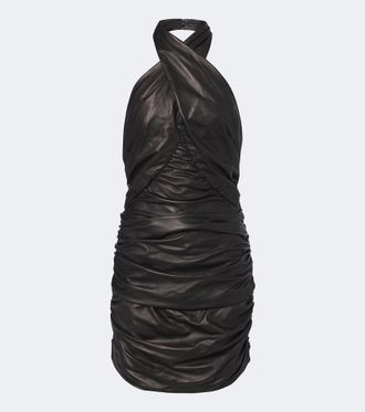 Balmain Abito corto in pelle arricciato