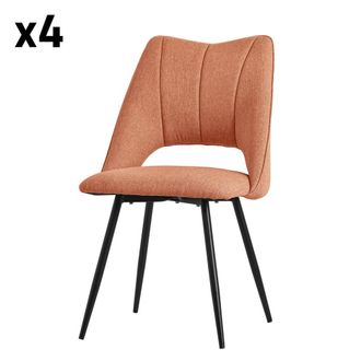 ML Design Sillas de comedor, set de 4, naranja, cubierta de tela