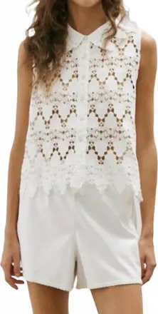 M&eacute;lissa Nepton Violette Crochet Tank In Off White