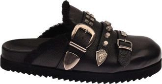 John Richmond Slippers - Heren - Slip ons - Zwart - 44 EU - Leer - Schoenen