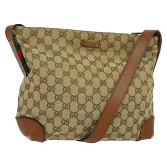 Gucci Pre-owned Canvas gucci-bags - Dames - Pre-owned - Beige - Maat: ONE Size Leer