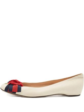 Gucci Web bow-detail ballet flats - Neutrals