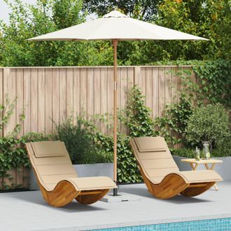 Berkfield Home Cream White Garden Parasol 270x260 cm Bamboo