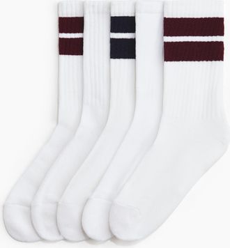 H&M 5er-Pack Gerippte Socken - White