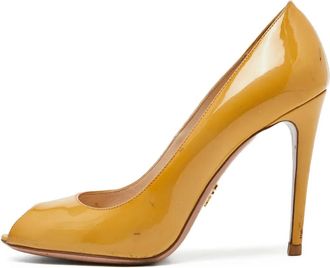 Prada 110mm peep-toe patent heels - Yellow
