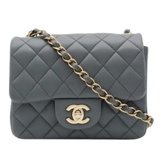 Chanel Pre-owned Matelasse Leren Mini Flap Schoudertas - Dames - Pre-owned - Grijs - Maat: ONE Size Leer