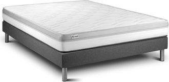 VITALIT Somier gris + colch&oacute;n con espuma 140 x 190