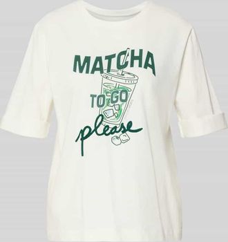 Marc Cain Slim Fit T-Shirt mit Motiv-Print in Offwhite, Gr&ouml;&szlig;e 34