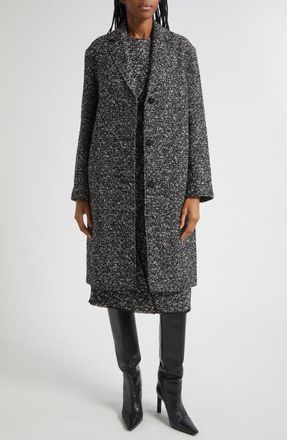Lafayette 148 New York Drop Shoulder Wool Blend Bouclé Tweed Coat in Black Multi at Nordstrom, Size X-Large