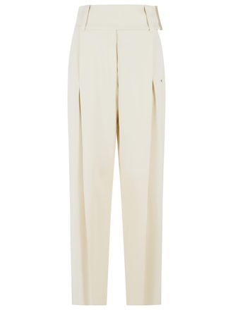 Sportmax Pantaloni Ampi Sportmax Oblo In Viscosa Stretch Bianco Avorio