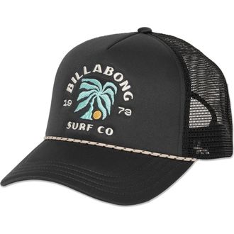 Billabong Embroidered Trucker Hat in Off Black at Nordstrom