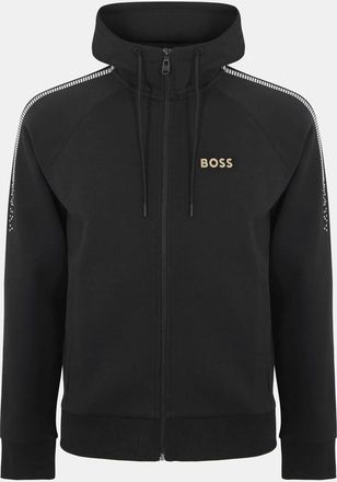 HUGO BOSS Mens Zip Neck Raglan Sleeve Sweatshirt in Black - Size X-Large