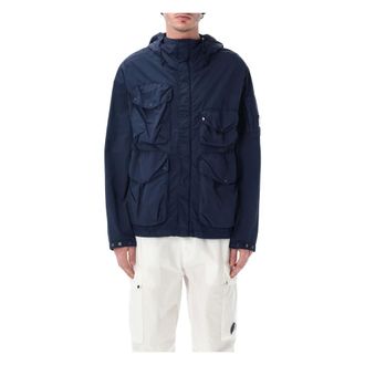 C.P. Company Light Jackets, male, Blue, Size: XL Flatt Nylon Goggle Jacket