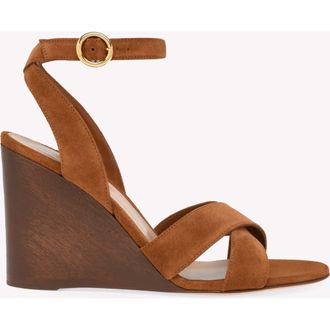 Gianvito Rossi Ines Wedge Sandal in Brown Suede at Nordstrom, Size 41.5