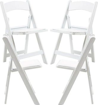 Regalos Miguel Regalos Miguel - Sillas Plegables - Pack 4 Sillas Gala Plegable con Cojín efecto Madera - Blanco