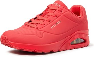 Skechers Womens UNO-Stand On Air Trainers, Red Durabuck Red, 4.5 UK