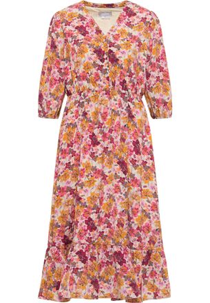 Usha Midi-jurk met bloemenprint qisha Dames Wol Wit Veelkleurig