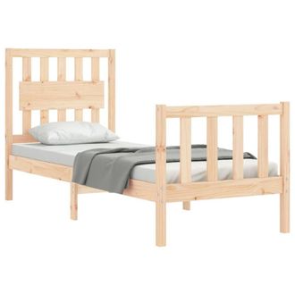 Berkfield Home Beautiful Bed Frame with Headboard Small Single Solid Wood in Tan