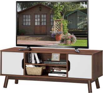 Costway Costway - Mueble Tv R&uacute;stico Industrial, Mueble Para Tv Hasta 50, Organizador Moderno Multiuso De Madera, Mueble Televisor Con Repisa Abierta, Centro D