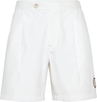 Brunello Cucinelli logo-appliqué tailored shorts - men - Polyester/Polyurethane - M - White