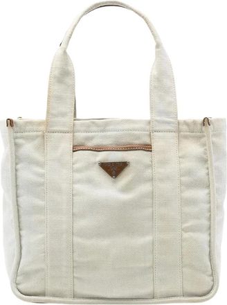 Prada Pre-owned Tote Bags, female, White, Size: ONE SIZE Pre-owned Canvas Tote Bag