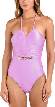 L'agence LAgence Leila Shimmer Halter One-Piece