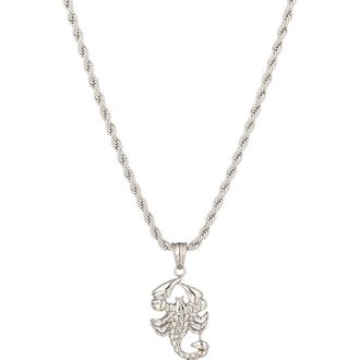 Eye Candy Los Angeles Scorpion Pendant Necklace in Silver at Nordstrom Rack