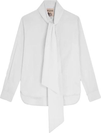 Semicouture Camicia in popeline di cotone con fiocco - - Blouses & Shirts - Donna - Bianco - L
