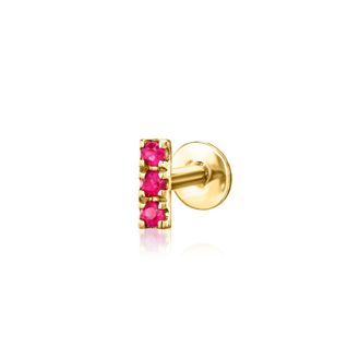 RS Pure by Ross-Simons Ruby Bar Flat-Back Stud Earrings in 14kt Yellow Gold