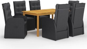 vidaXL Juego De Comedor Para Jard&iacute;n De 7 Piezas Negro Vidaxl