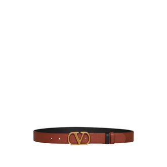 Valentino Accessoires, Dames, Bruin, 90 CM, Leer, VLogo Signature Omkeerbare Glanzende Kalfsleren Riem 30 mm