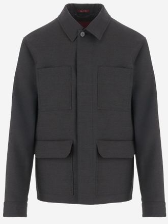 Gucci Mens Wool Jacket With Four Pockets Black