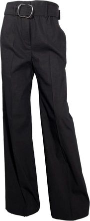 HUGO BOSS Tasena Relaxed Fit Broek - Dames - Wijde Broeken - Zwart - 2XL - Katoen - Broeken