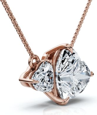 Pompeii3 1/2Ct Heart Cut Toi Et Moi Forever Us Pendant 14k Gold Lab Grown