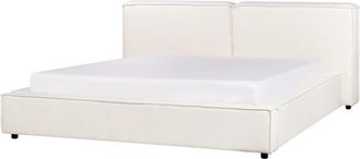 Beliani Cama matrimonial de tejido blanco 180x200