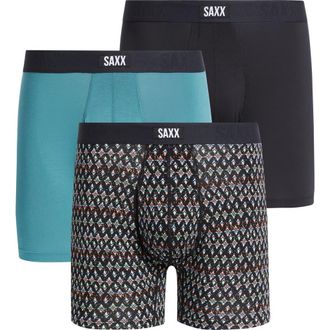 Saxx Assorted 3-Pack Vibe Xtra Super Soft Boxer Briefs in Dnky Argyl/Seascp/Bk at Nordstrom, Size Xx-Large