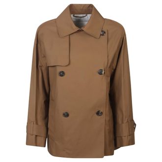 Max Mara Dames, Mantels, Bruin, Maat: 2XS Leer