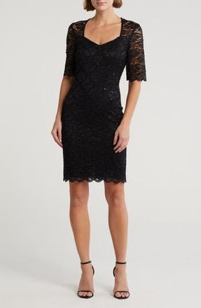 Connected Scalloped Lace Dress in Black at Nordstrom Rack, Size 16