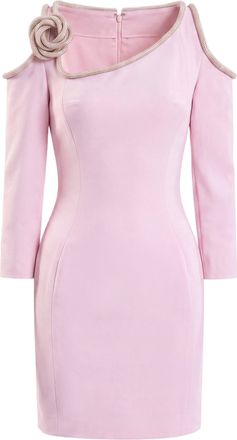 Saiid Kobeisy Pink Mini Dress with Crystal Embellishments
