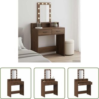 vidaXL Tavolo da trucco con specchio - Tavolo da Trucco Marrone 79 x 41 x 140 cm Legno multistrato
