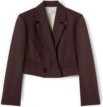 Motivi Dubbelrijige spencer blazer - Dames - Blazers - Bruin - M - Katoen - Jassen