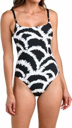 La Blanca Woven Shadows Lingerie One Piece In Black/white