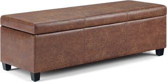 Simpli Home Avalon 48In Contemporary Rectangle Storage Ottoman Bench