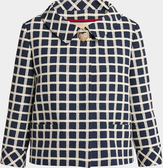 Valentino Garavani Window Check Heart Button Jacket
