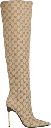 Gucci Bombshell Boot - Dames - Over de knie laarzen - Bruin - 38 1/2 EU - Leer - Schoenen