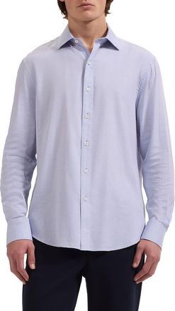 Bugatchi Axel Trim Fit Solid Cotton Blend Button-Up Shirt in Air Blue at Nordstrom, Size Xxx-Large