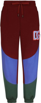 Dolce & Gabbana logo-patch colour-block sweatpants - men - Cotton/Polyester/Nylon - 50 - Red