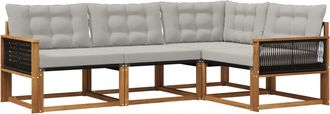 vidaXL Conjunto De Sof&aacute;s De Exterior 4 Uds. Natural Y Gris Claro Vidaxl