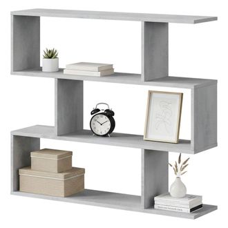 Dmora Librer&iacute;a Decorativa Y Funcional, Color Gris Cemento, Medidas 110 X 97 X 25 Cm, Con Embalaje Reforzado - Dmora